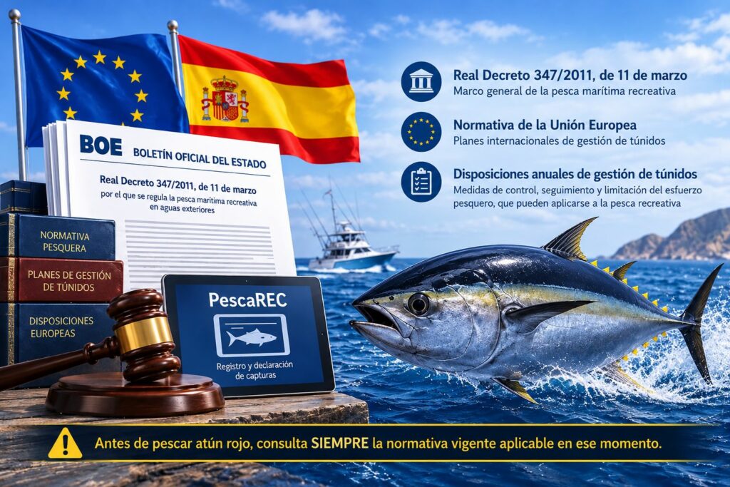 Normativa de pesca recreativa del atún rojo en España con PescaREC y legislación aplicable