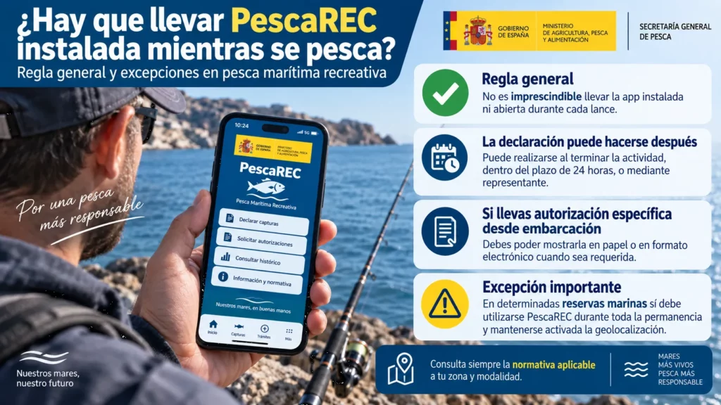 Cuándo hay que llevar PescaREC durante la pesca