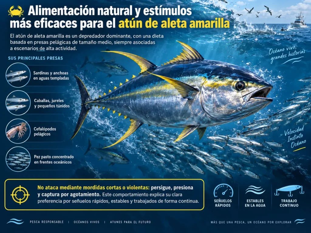 Infografía sobre la alimentación natural del atún de aleta amarilla