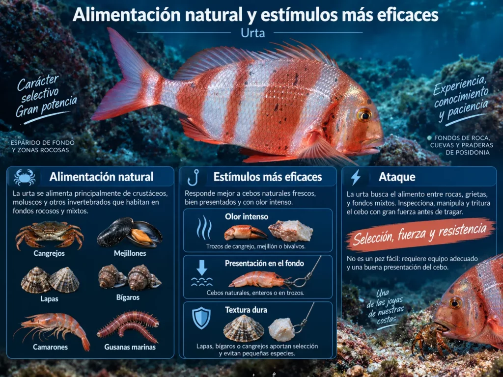 Infografía sobre la alimentación natural y los estímulos más eficaces para la urta