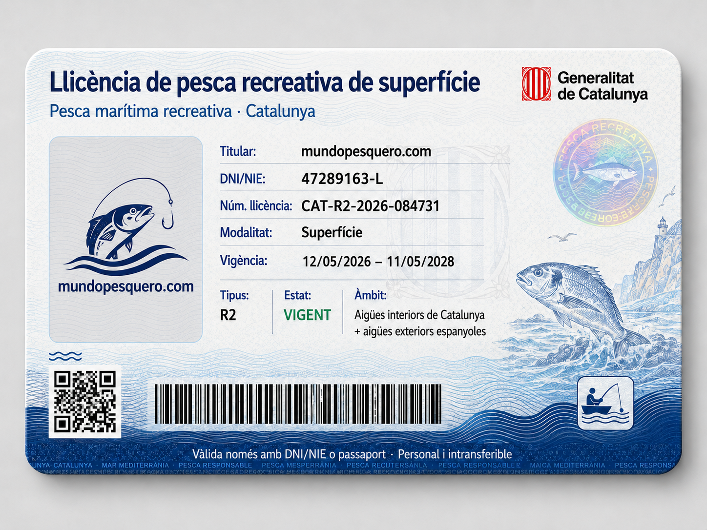 Licencia de pesca marítima recreativa en Cataluña