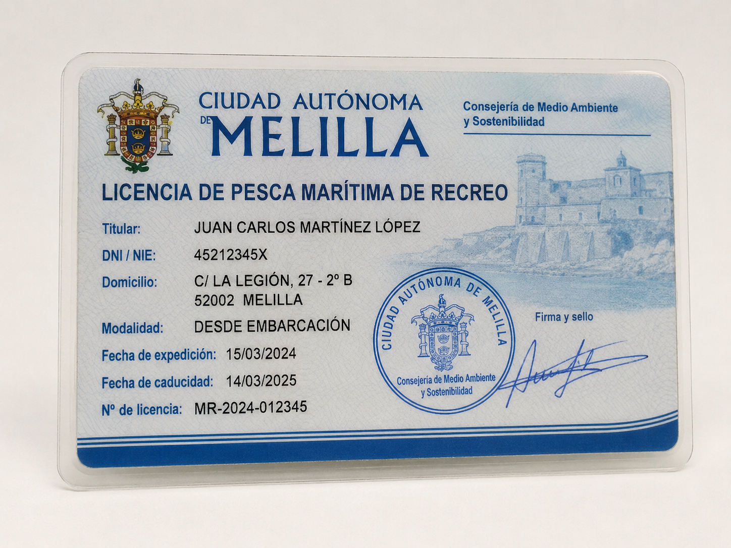 Licencia de pesca recreativa de Melilla