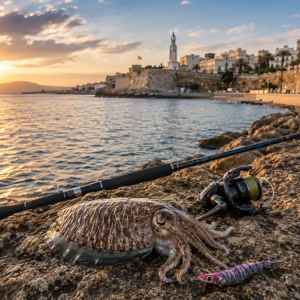 Pesca recreativa de sepia desde la costa de Ceuta