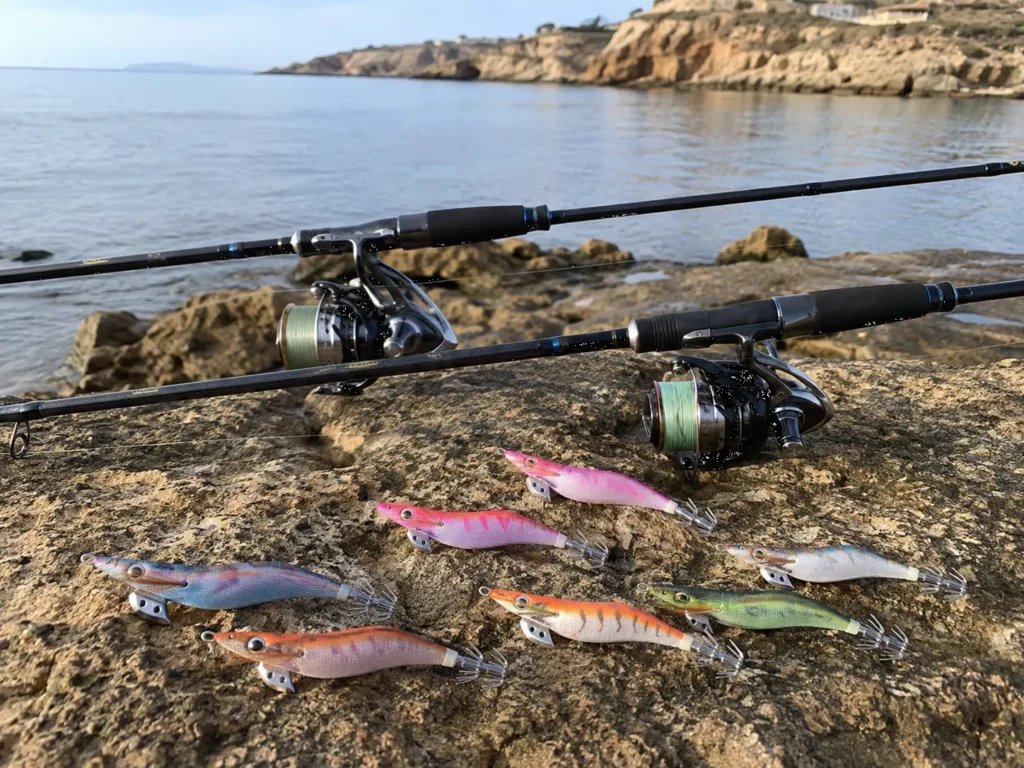 Poteras, egis y cañas permitidos para pescar calamar en la Región de Murcia