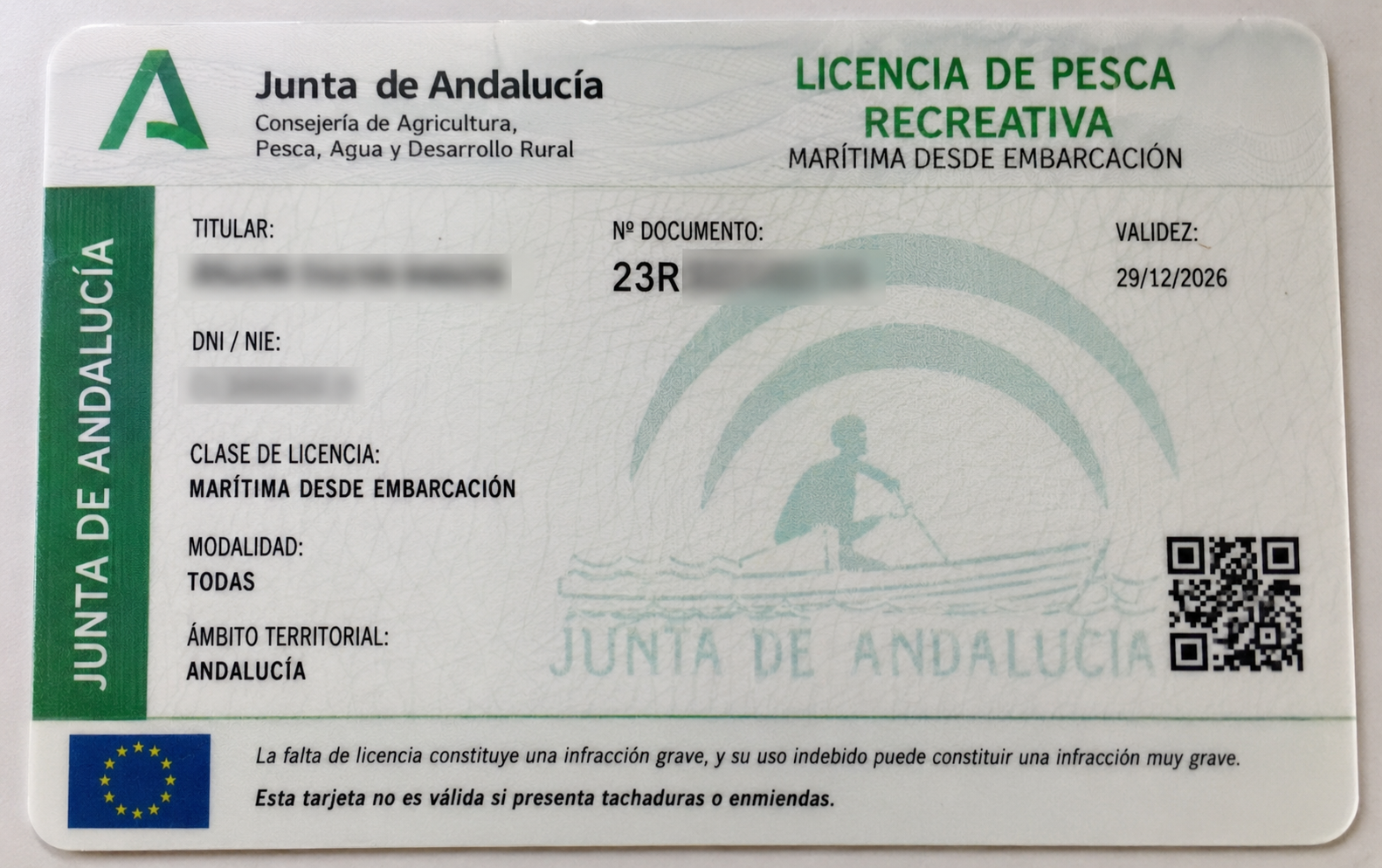 licencia de pesca recreativa de andalucia