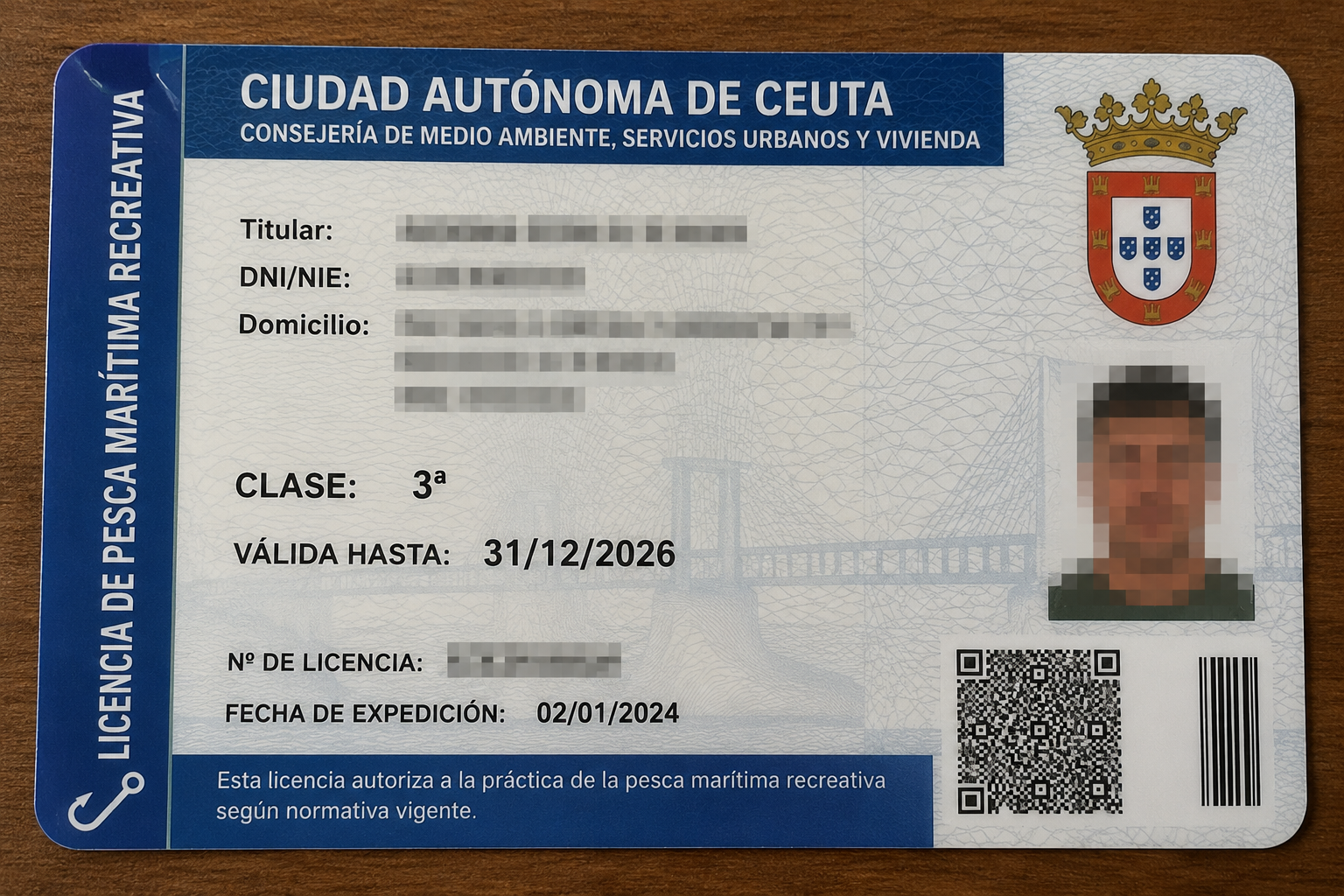 licencia de pesca recreativa en Ceuta