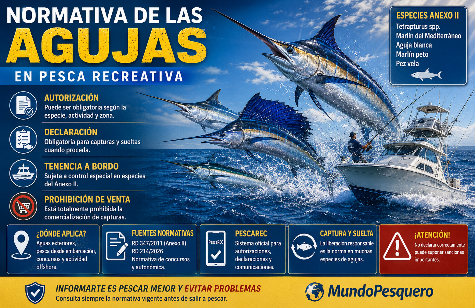 normativa de las agujas en pesca recreativa