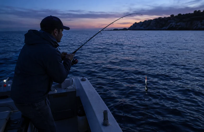 Pesca de la sepia desde embarcación en Cataluña